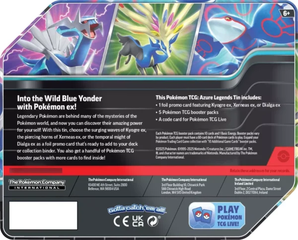 Kyogre Ex Azure Legends Tin (Lata) - Imagen 2